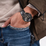 Guess Edge Chronograph Black Dial Black Leather Strap Watch For Men - GW0492G1 Authentic Buy Shop Now