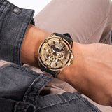 Guess King Quartz Crystals Gold Dial Black Silicone Strap Watch For Men - GW0537G2 Authentic Buy Shop Now