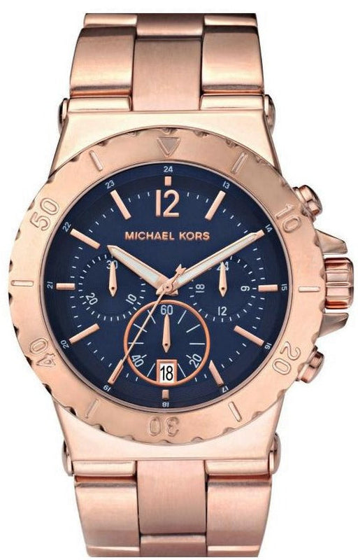 Michael Kors Bel Aire Blue Dial Rose Gold Steel Strap Watch for Women - MK5410 Authentic Buy Shop Now