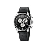 Calvin Klein City Chronograph Black Dial Black Leather Strap Watch for Men - K2G271CX Authentic Buy Shop Now