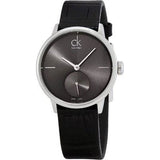 Calvin Klein Accent Black Dial Black Leather Strap Watch for Women - K2Y2Y1C3 Authentic Buy Shop Now