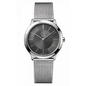 Calvin Klein Minimal Grey Dial Silver Mesh Bracelet Watch for Men - K3M22124 Authentic Buy Shop Now