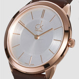 Calvin Klein Minimal White Dial Brown Leather Strap Watch for Women - K3M226G6 Authentic Buy Shop Now