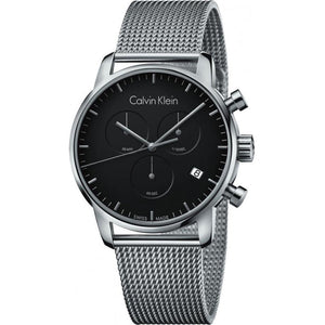 Calvin Klein City Chronograph Black Dial Silver Mesh Bracelet Watch for Men - K2G27121 Authentic Buy Shop Now