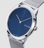 Calvin Klein Minimal Blue Dial Silver Mesh Bracelet Watch for Men - K3M2112N Authentic Buy Shop Now