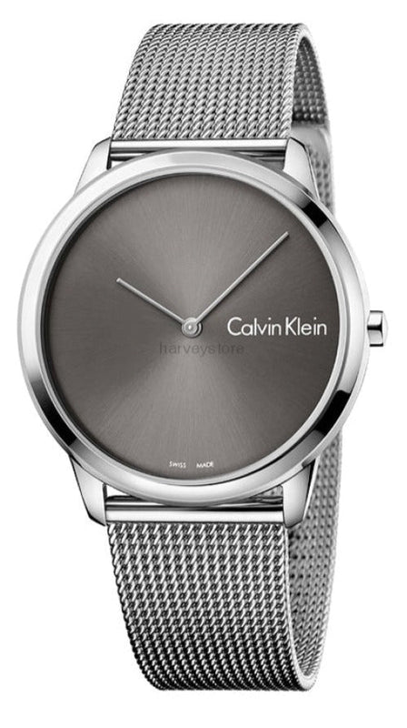 Calvin Klein Minimal Grey Dial Silver Mesh Bracelet Watch for Men - K3M211Y3 Authentic Buy Shop Now