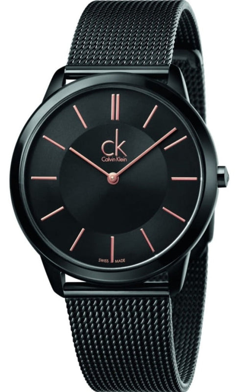Calvin Klein Minimal Black Dial Black Mesh Bracelet Watch for Men - K3M21421 Authentic Buy Shop Now
