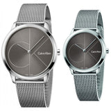 Calvin Klein Minimal Black Dial Silver Mesh Bracelet Watch for Men - K3M21123 Authentic Buy Shop Now