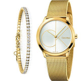Calvin Klein Minimal Silver Dial Gold Mesh Bracelet Watch for Women - K3M22526 Authentic Buy Shop Now