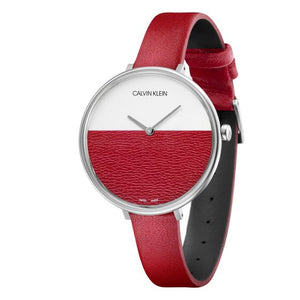 Calvin Klein Rise Yellow Red Dial Red Leather Strap Watch for Women - K7A231UP Authentic Buy Shop Now
