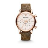 Emporio Armani Classic Chronograph White Dial Brown Leather Strap Watch For Men - AR1809 Authentic Buy Shop Now