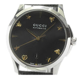 Gucci G Timeless Automatic Black Dial Black Leather Strap Watch For Women - YA126469 Authentic Buy Shop Now