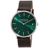 Coach Charles Green Dial Black Leather Strap Watch for Men - 14602436 Authentic Buy Shop Now