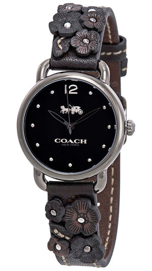 Coach Delancey Black Dial Black Leather Strap Watch For Women - 14502816 Authentic Buy Shop Now