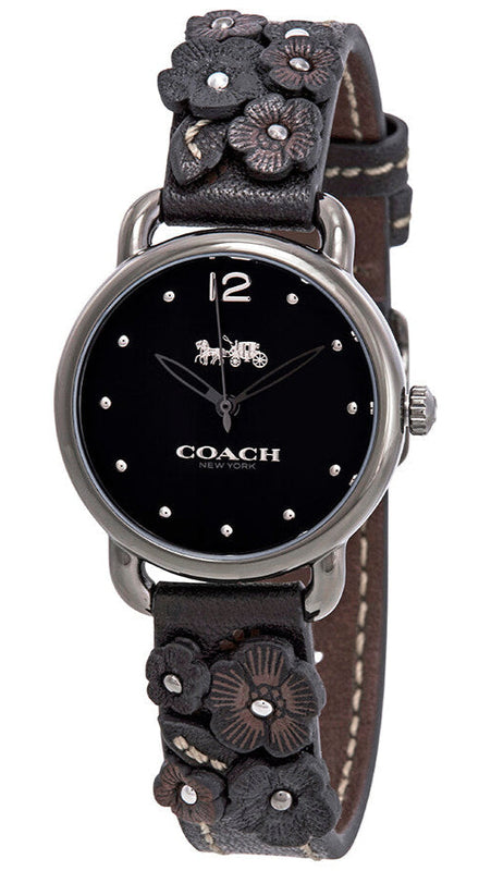 Coach Delancey Black Dial Black Leather Strap Watch For Women - 14502816 Authentic Buy Shop Now