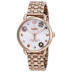 Coach Delancey White Dial Rose Gold Steel Strap Watch for Women - 14502811 Authentic Buy Shop Now