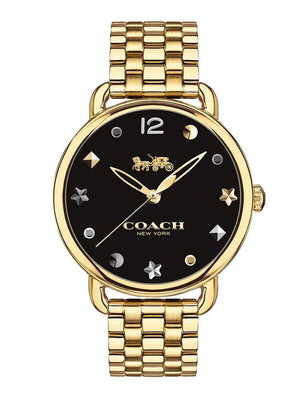 Coach Delancey Black Dial Gold Steel Strap Watch for Women - 14502813 Authentic Buy Shop Now