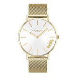 Coach Perry White Dial Gold Mesh Bracelet Watch for Women - 14503125 Authentic Buy Shop Now
