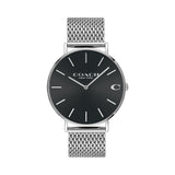 Coach Charles Black Dial Silver Mesh Bracelet Watch for Men - 14602144 Authentic Buy Shop Now