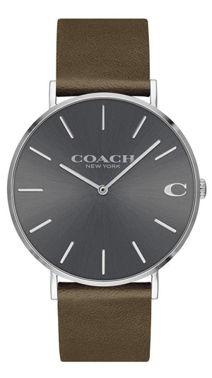 Coach Charles Grey Dial Brown Leather Strap Watch for Men - 14602153 Authentic Buy Shop Now