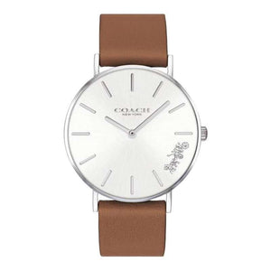 Coach Perry Silver Dial Brown Leather Strap Watch for Women - 14503120 Authentic Buy Shop Now