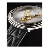 Versace Virtus Quartz White Dial Black Leather Strap Watch For Women - VET300421 Authentic Buy Shop Now