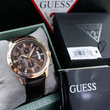 Guess Exec Chronograph Brown Dial Brown Leather Strap Watch For Men - W0076G4 Authentic Buy Shop Now