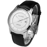 Calvin Klein Infinity Silver Dial Black Leather Strap Watch for Men - K5S341C6 Authentic Buy Shop Now