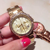Michael Kors Dylan Quartz Gold Dial Gold Steel Strap Watch For Women - MK5861 Authentic Buy Shop Now