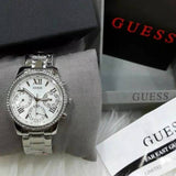 Guess Mini Sunrise Chronograph Quartz Silver Dial Silver Steel Strap Watch For Women - W0623L1 Authentic Buy Shop Now