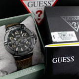 Guess Rigor Analog Quartz Black Dial Brown Leather Strap Watch For Men - W0040G2 Authentic Buy Shop Now