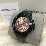 Michael Kors Everest Quartz Rose Gold Dial Black Steel Strap Watch For Women - MK5872 Authentic Buy Shop Now