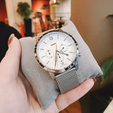 Fossil Neutra Chronograph White Dial Silver Mesh Bracelet Watch for Men - FS5382 Authentic Buy Shop Now