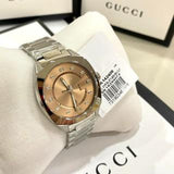 Gucci Vintage Diamonds Brown Dial Silver Steel Strap Watch For Men - YA142409 Authentic Buy Shop Now