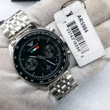 Emporio Armani Sportivo Chronograph Black Dial Silver Steel Strap Watch For Men - AR5984 Authentic Buy Shop Now