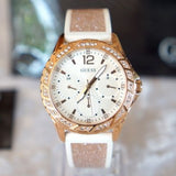 Guess Swirl Quartz Silver Dial White Rubber Strap Watch For Women - W1096l2 Authentic Buy Shop Now