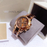 Michael Kors Bradshaw Chronograph Brown Dial Two Tone Steel Strap Watch For Women - MK5944 Authentic Buy Shop Now