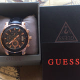 Guess Pinnacle Chronograph Quartz Black Dial Black Leather Strap Watch For Men - W0673G5 Authentic Buy Shop Now