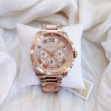 Michael Kors Brecken Chronograph Quartz Rose Gold Dial Rose Gold Steel Strap Watch For Women - MK6367 Authentic Buy Shop Now