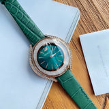 Swarovski Crystalline Aura Green Dial Green Leather Strap Watch for Women - 5644078 Authentic Buy Shop Now