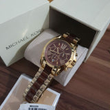 Michael Kors Bradshaw Chronograph Burgundy Dial Two Tone Steel Strap For Women - MK6269 Authentic Buy Shop Now