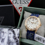 Guess Swirl Analog Quartz White Dial Blue Rubber Strap Watch for Women - W1096L4 Authentic Buy Shop Now