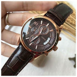 Guess Exec Chronograph Brown Dial Brown Leather Strap Watch For Men - W0076G4 Authentic Buy Shop Now