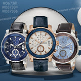 Guess Pinnacle Chronograph White Dial Blue Leather Strap Watch For Men - W0673G6 Authentic Buy Shop Now