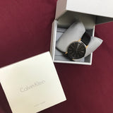 Calvin Klein Boost Black Dial Black Leather Strap Watch for Men - K7Y21TCZ Authentic Buy Shop Now