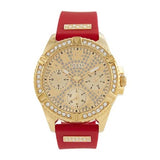 Guess Frontier Diamonds Gold Dial Red Rubber Strap Watch for Women - GW0045L2 Authentic Buy Shop Now