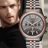 Michael Kors Lexington Chronograph Black Dial Two Tone Steel Strap Watch for Men - MK8561 Authentic Buy Shop Now