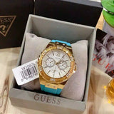 Guess Limelight Crystal White Dial Light Blue Rubber Strap Watch for Women - W1053L6 Authentic Buy Shop Now