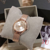Guess Whisper Silver Dial Rose Gold Mesh Bracelet Watch for Women - W1084L3 Authentic Buy Shop Now