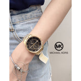 Michael Kors Blair Quartz Black Dial Gold Steel Strap Watch For Women - MK6497 Authentic Buy Shop Now